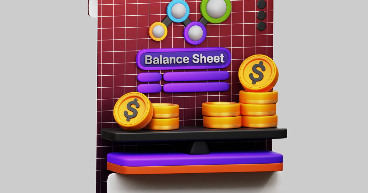 Colorful balance sheet concept 3D, Incl. accounting & audit - Envato