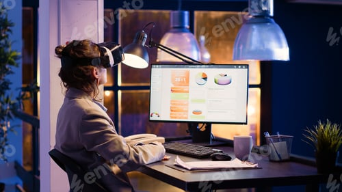 Preview: Corporate employee wearing virtual reality headset