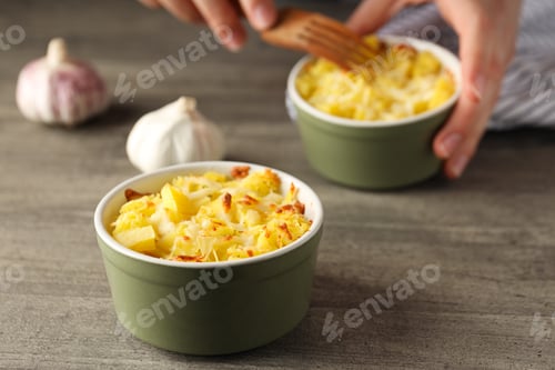 Preview: Concept of tasty and delicious homemade food - potato casserole