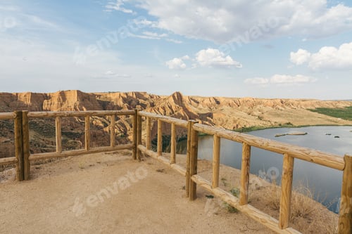 Preview: Dry rocky landscape. Water canyon and rock erosion. Barrancas de Burujon, Spain.