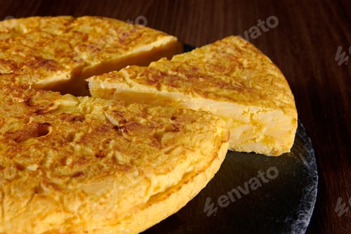 Preview: Closeup of a fresh tasty Spanish omelette, a traditional dish from Spain