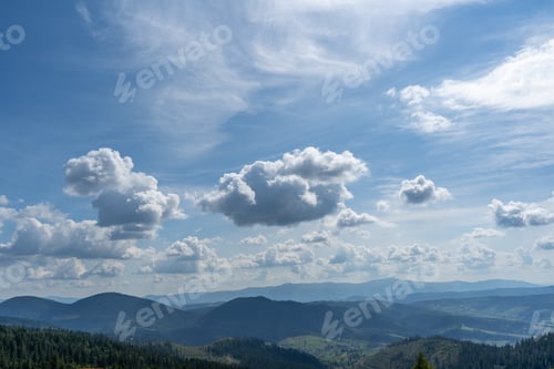 Preview: Mountains ranges in the Carpathians. Hills, forest and meadows