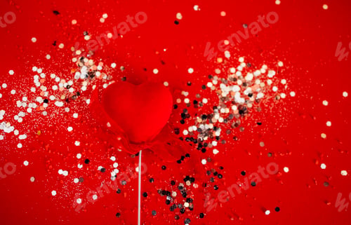 Preview: Sovereign velvet hearts on a red backdrop. Copy space. Valentine day concept.