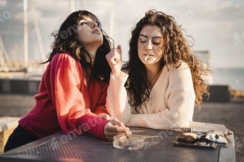 Preview: Teenage girlfriends smoking tobacco cigarettes