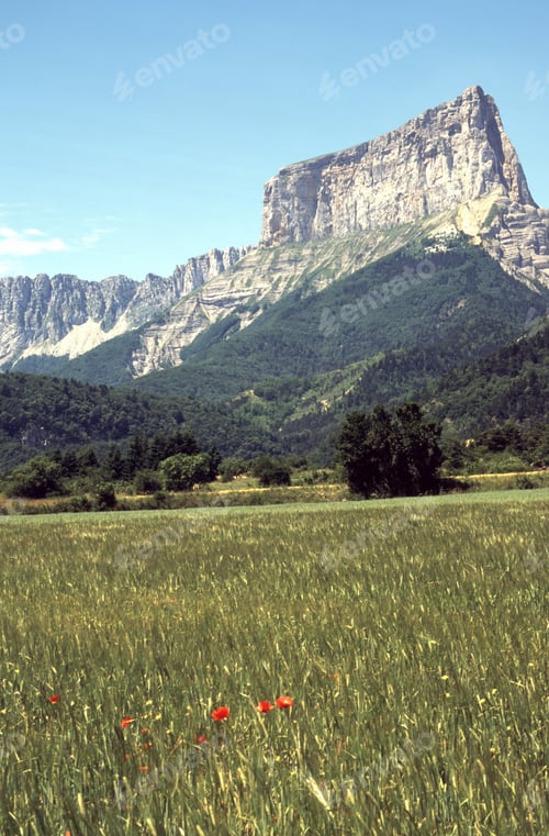 Preview: Mountain landscape along the road to Col de la Croix-Haute, French Alps