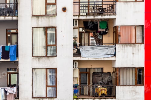Preview: wall of apartment house in Batumi city
