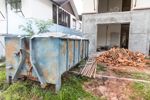 Preview: Garbage roro dumpter bin collects rubbish at construction site