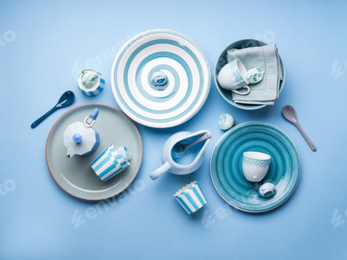 Preview: Blue pastel ceramic tableware crockery