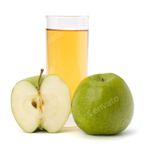 Preview: Fresh Green Apples and Juice on White Background