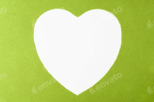 Preview: White heart shape cut out in vibrant matcha green powder evokes love