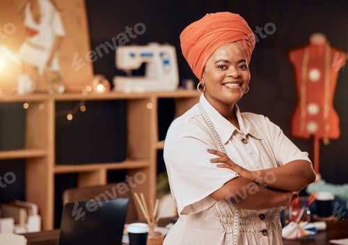 Preview: Fashion, designer and african or black woman in portrait for small business startup, creative caree
