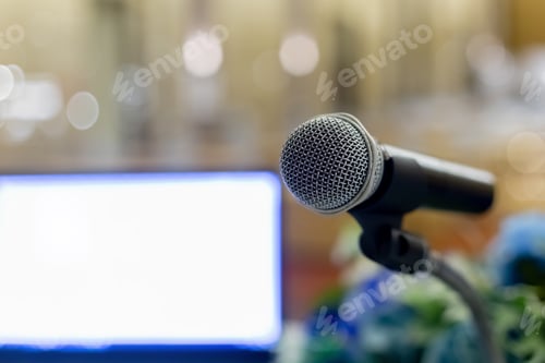 Preview: microphone in event meeting conference. presentation public,