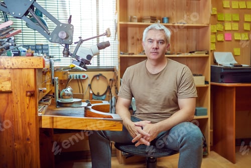 Preview: Portrait bench jeweler in jeweler's studio