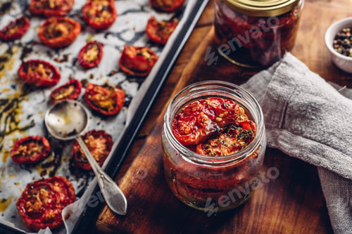 Preview: Preserving of Sun Dried Tomatoes with Herbs in a Jar