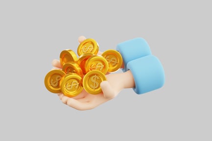 Preview: Hand holding golden dollar coins