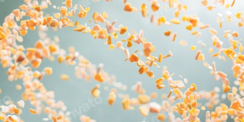 Preview: Beautiful abstract background. The flow of hearts flows up by spiral.