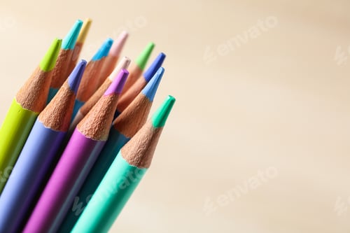 Preview: Concept of supplies for drawing - Colorful pencils