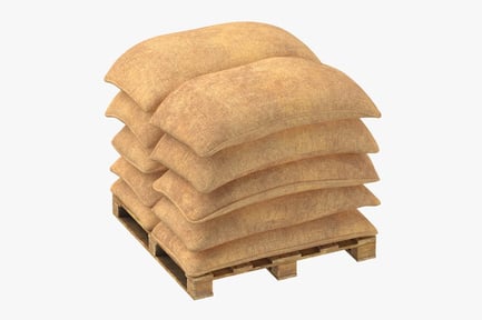 Preview: Stacked Cargo Burlap Sacks on Pallet