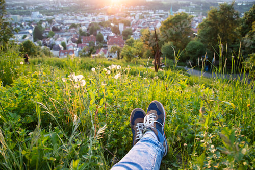 Preview: Tourist enjoy beautiful city view in the sunset