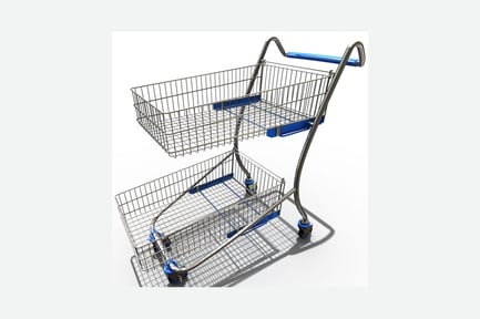 Visualização: Carrinhos de compras aninhados com prateleira integrada