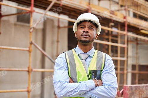 Preview: Shot of a young man working on a construction site outside