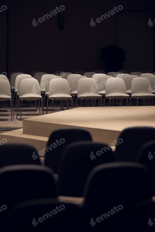 Preview: Arranged empty chairs indoors