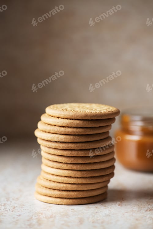 Preview: Stack of crunchy cookies. Galletas Maria popular spanish crackers.