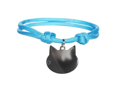 Preview: Light blue cat collar with tag isolated on white