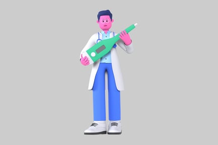 Preview: Cartoon doctor with thermometer character