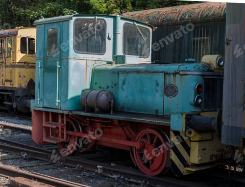 Preview: old rusted train locomotive at trainstation hombourg