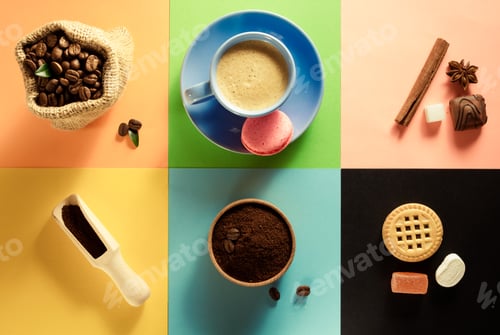 Preview: cup of coffee and ingredients