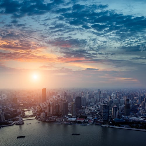 Preview: shanghai pudong skyline at sunset