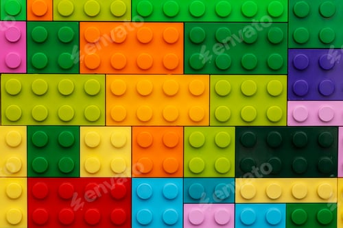 Preview: Details of children's plastic building kit close up