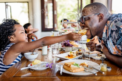 Preview: Guests having breakfast at hotel restaurant