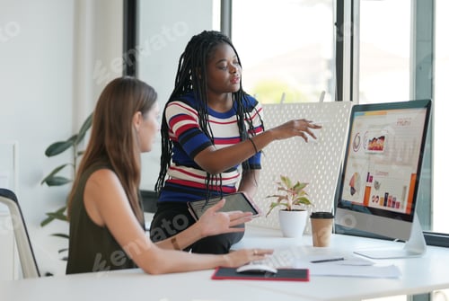 Preview: Young fashion designer working in her atelier, Small business concept.