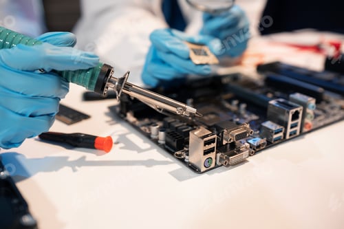Preview: Repairing and upgrade mobile phone, electronic, computer hardware and technology concept.
