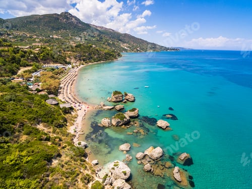 Preview: Aerial view of Porto Zorro Azzurro beach in Zakynthos (Zante)