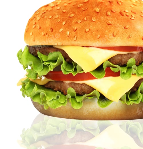 Preview: Big hamburger on white background