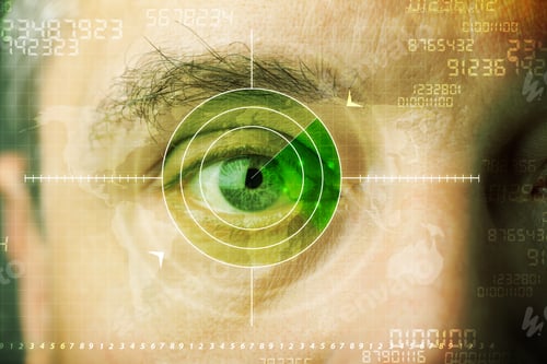 Preview: Modern Man With Cyber Technology Target Military Eye Concept