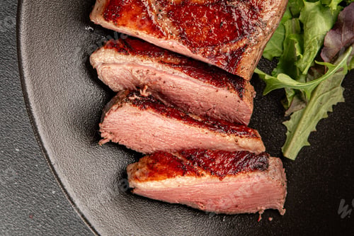 Preview: Duck breast roast meat poultry fresh delicious gourmet food background
