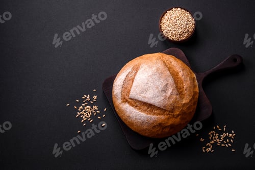 Preview: Beautiful delicious freshly baked round shaped white bread