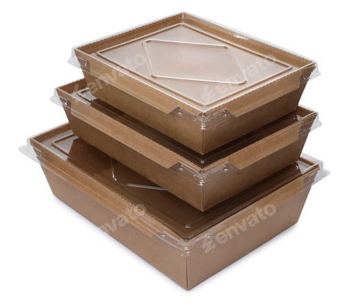 Preview: Stacked paper containers for food on white background
