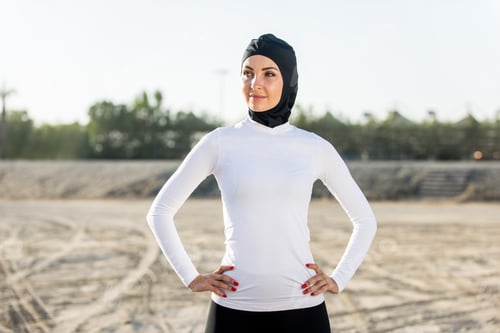 Preview: Arabian woman training outdoors