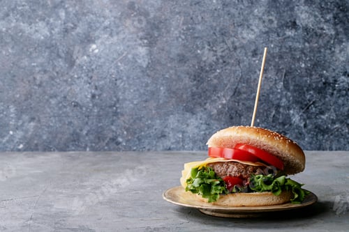 Preview: Homemade hamburger with fresh vegetables