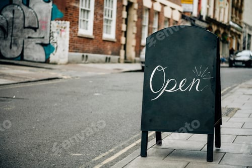 Preview: Standing frame of an open sign for business