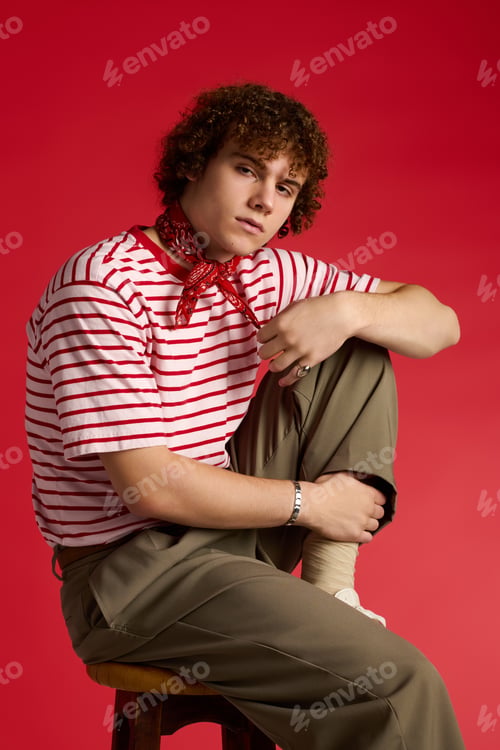 Preview: Teenager showcasing vibrant style and confidence with playful energy