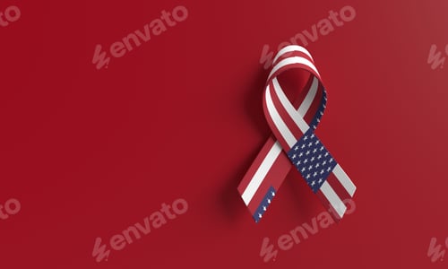 Preview: ribbon bow united state america usa flag blue white red background wallpaper copy space symbol decor