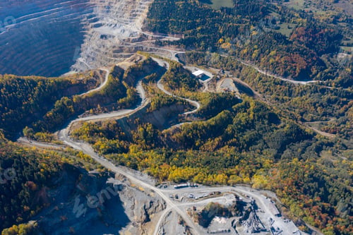 Preview: Aerial Drone View of Rosia Poieni Open Pit Copper and Gold Mine, Romania