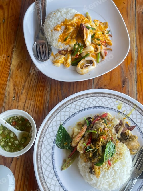Preview: Thai food, spicy mixed seafood salad, Thai spicy food recipe,Spicy seafood.