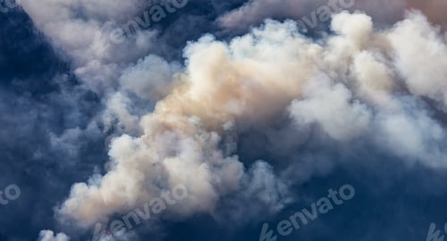 Preview: BC Forest Fire and Smoke over the mountain near Hope during a hot sunny summer day.